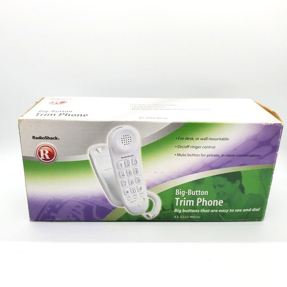 RadioShack Big Button Trim Phone, Corded Desk White Large Buttons Easy to See - Picture 1 of 7